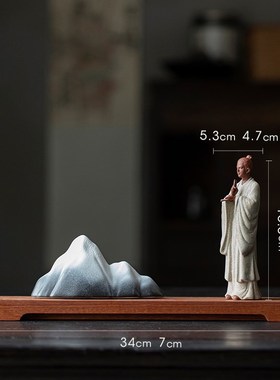 国风小道士摆件禅意紫砂人物工艺品新中式茶室博T古架桌面装饰摆