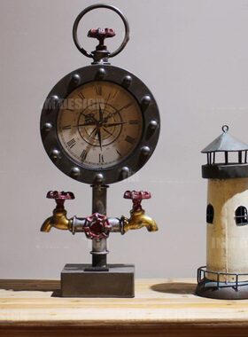 复古摆件摆设座钟装饰品客厅工业风怀旧工艺品欧式书房餐厅桌面