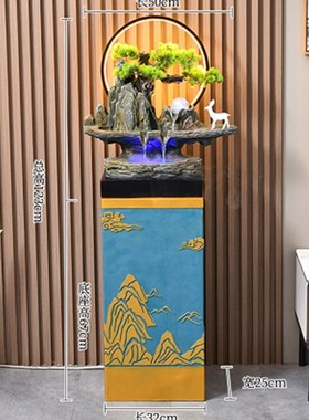 新中式迎客松山水盆景摆件u客厅桌面玄关假山流水喷泉开业乔迁礼
