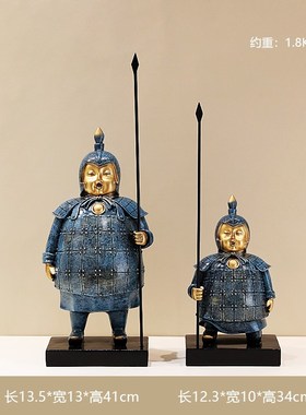 新中式国风搞笑复古兵马俑摆件客厅玄G关电视柜酒柜装饰品乔迁礼