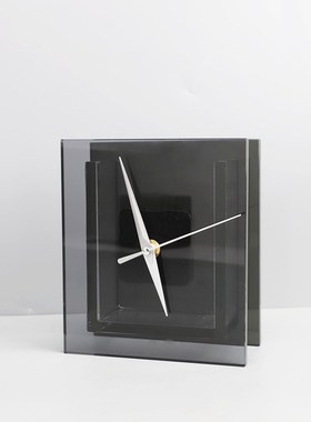 现代轻奢水晶时钟摆件样板房展厅家居客厅电视柜桌面座.钟软装饰