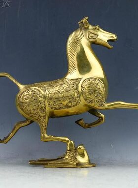 铜马马生马黄铜饰肖玄关摆件开业礼品办公室家居马招财  踏燕摆飞