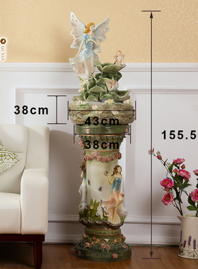 流水喷泉a欧式摆件客厅落地大型家居装饰品摆设电视柜旁边创意轻