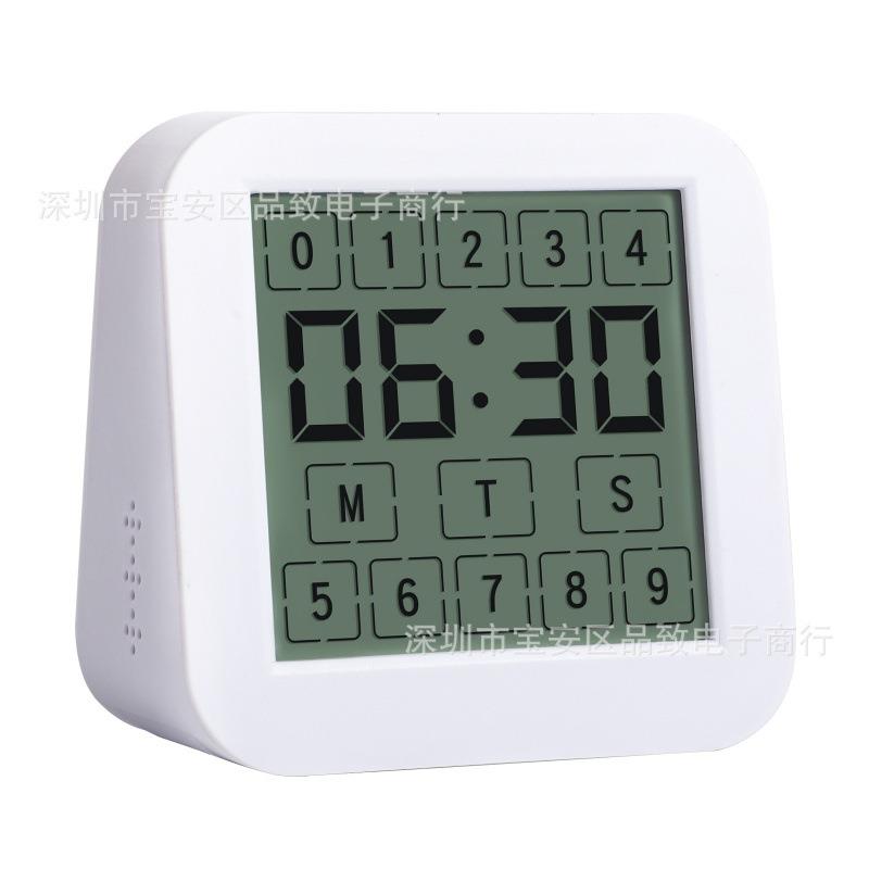 双面屏数字触摸屏倒计时器 厨房定时器 带时钟功能电子温显度计 - 图1