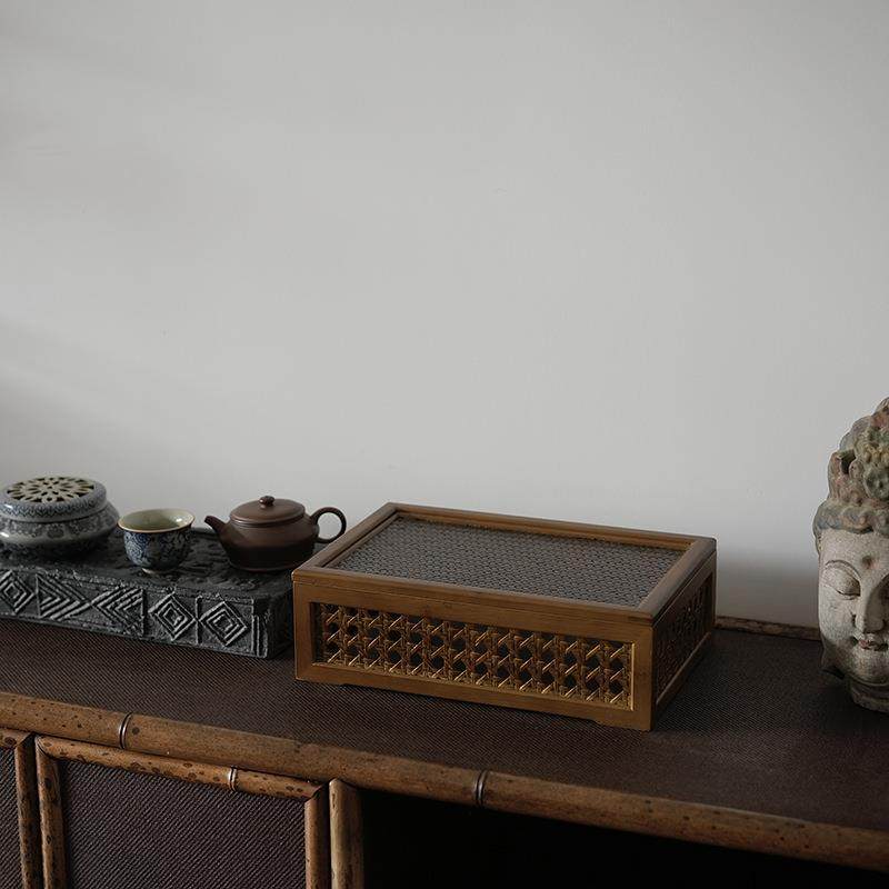 复古竹制镂空茶具带盖收纳盒紫茶壶收纳盒茶托盘,淘宝优惠券,粉丝福利购,淘宝优惠卷