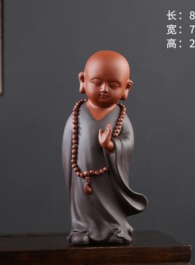 紫砂创意可d爱小和尚陶瓷家居饰品博古架书房工艺品摆件大号小沙