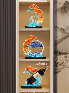 新中式年年有g余金鱼摆件客厅玄关电视柜流沙画装饰工艺品乔迁礼