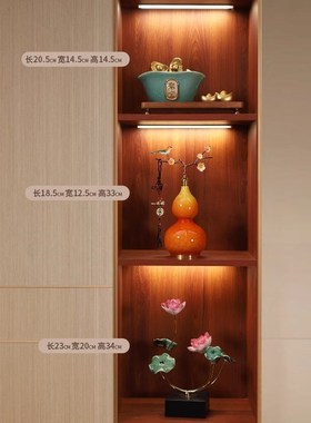 弗朗德新中式葫芦摆件p招财福禄珐琅彩客厅轻奢装饰品乔迁新居礼