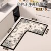 New 2024 kitchen floor mat L-shaped monolithic oil-proof, waterproof, anti-slip, wipeable, wash-free carpet floor mat