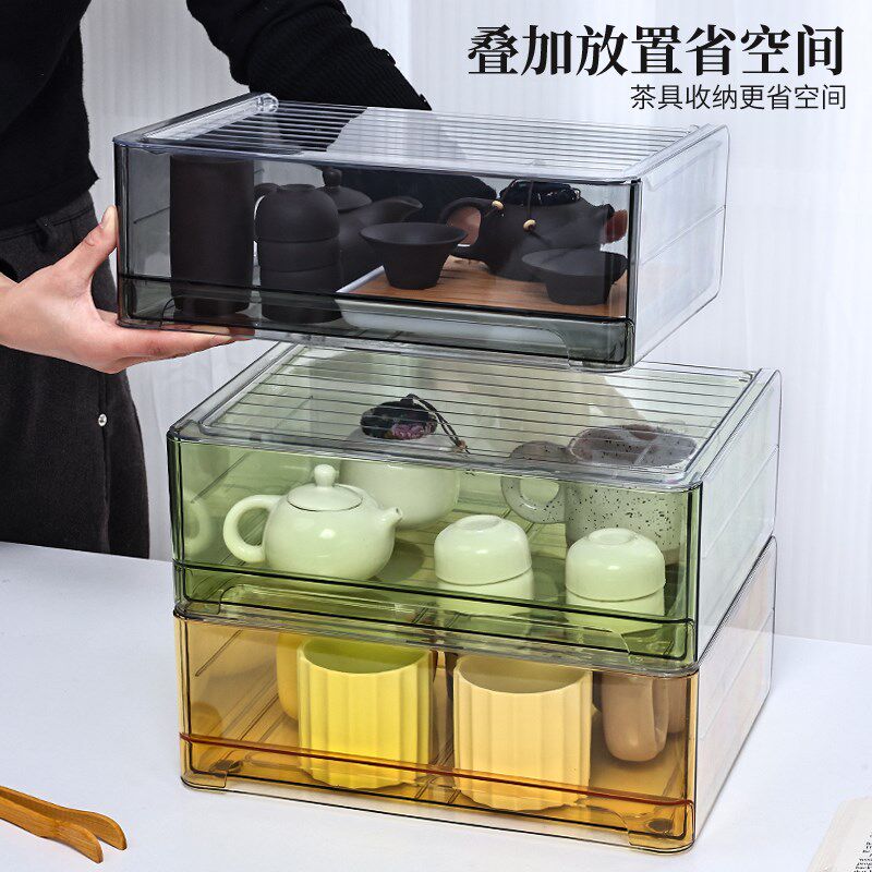Tea set, cup storage box, dust-proof drawer, fair cup lid, bowl, cup storage rack, kung fu teapot with lid