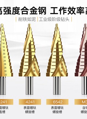 宝塔钻头金属不锈钢锥形万能阶梯钻头多功能扩孔开孔器打孔德国