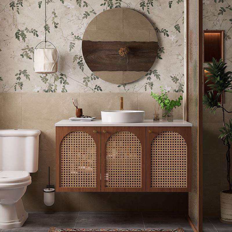 复古藤编浴室柜可丽耐一体盆陶瓷台上盆洗漱台浴室柜组合,淘宝优惠券,粉丝福利购,淘宝优惠卷
