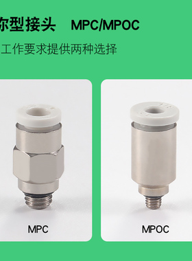 微型迷你接头PC螺纹直通POC圆形带内六角孔M3 M5 M6接3 4 6mm气管