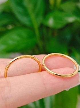 古法金包a银泥鳅背戒指男女平面实心对戒简约素圈指环情侣对戒礼