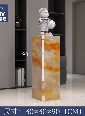奢石摆件底座丨g艾尔海蓝装饰花架大理石岩板酒店大堂立柱展示台0