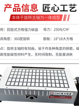 圣磁磨床CNC可倾回转永磁吸盘360度旋转角度磁台强力型方格刻度盘