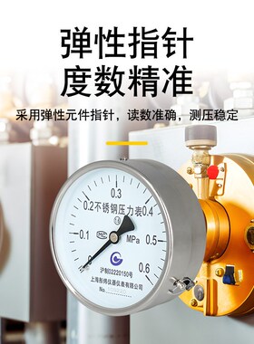 Y100Z轴向不锈钢压力表真空表抗震防震油压表液压表耐高温背接