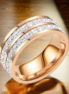 戒指男高级感个性时尚单排钻石男女戒指可转动网红风情Z侣罗马风