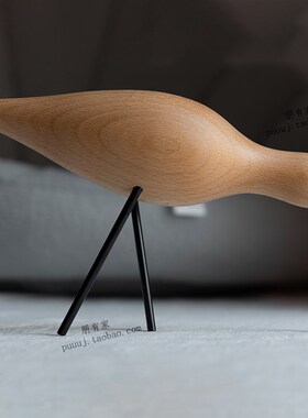 滨鸟 木质e摆件书柜书房新中式展示柜橱窗饰品家居工艺品北欧水鸟