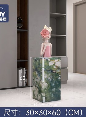 奢石摆件底座丨艾尔海蓝装t饰花架大理石岩板酒店大堂立柱展示台0