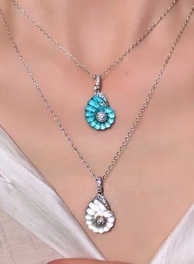 高小小夏日蓝色海螺项链生日礼物