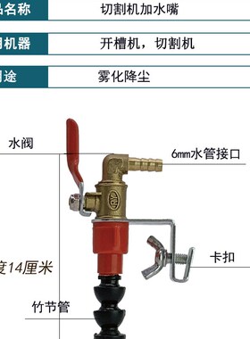 切割机加水嘴万向竹节管防尘云石机锯片降温雾化喷水头开槽机配件