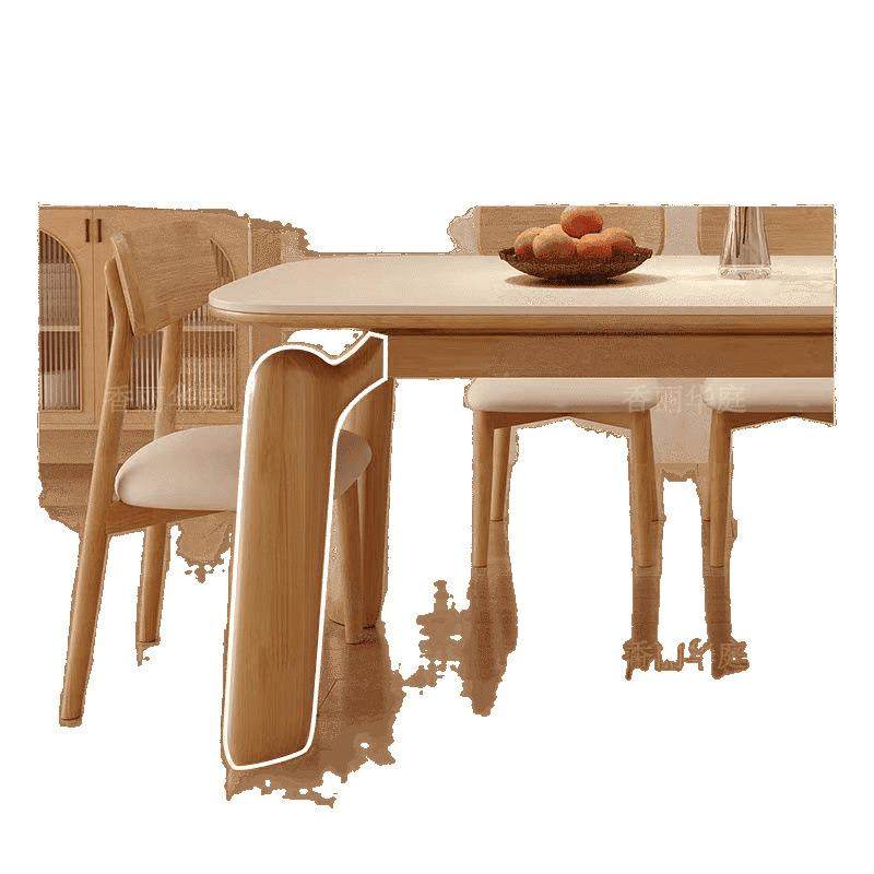 原木奶油风实木岩板餐桌现代简约轻奢家用小户型橡胶木长方形饭桌,淘宝优惠券,粉丝福利购,淘宝优惠卷