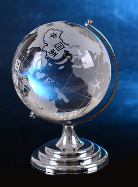大小号地球仪摆件 水晶工艺品家居E装饰礼品客厅桌面生日节日礼物