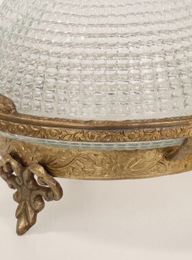 样板间黄铜印度果盘防尘家用餐桌点心装饰摆件盘展示收纳玻璃进口