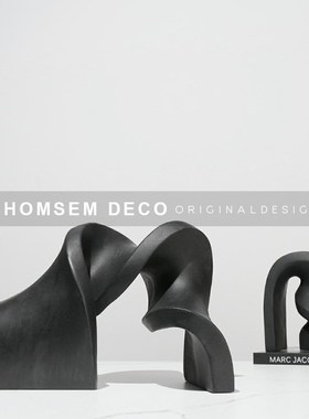 现代样板间展厅h软装树脂几何摆件售楼处客厅玄关边柜艺术家居饰