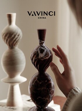 梵其几何大理石艺术装饰摆件中古现代侘寂风客厅壁龛拍摄道具雕塑