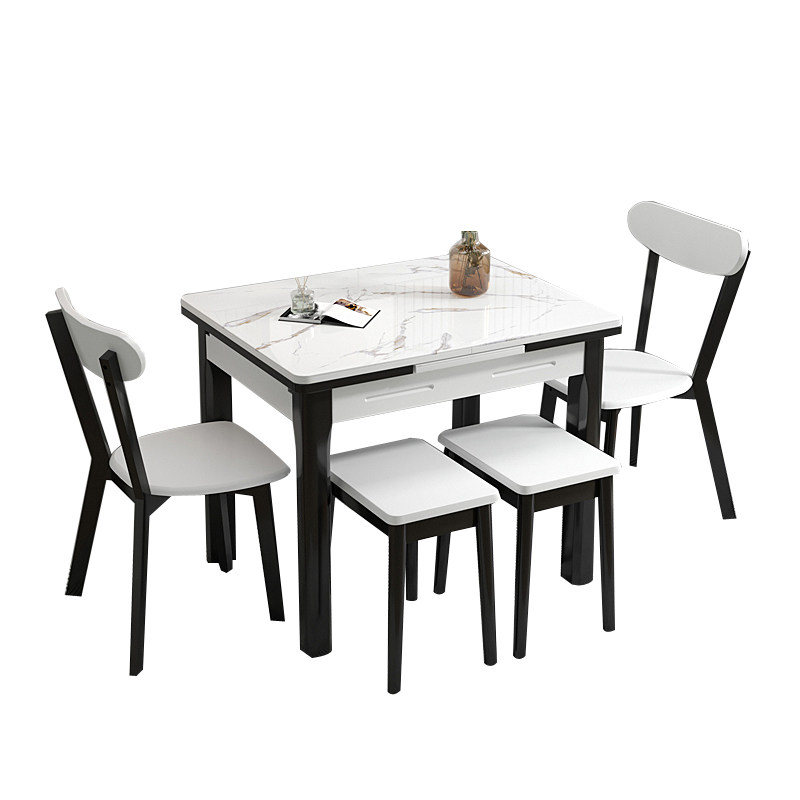 小户型岩板餐桌现代实木可伸缩折叠多功能长方形家用带电磁炉饭桌,淘宝优惠券,粉丝福利购,淘宝优惠卷