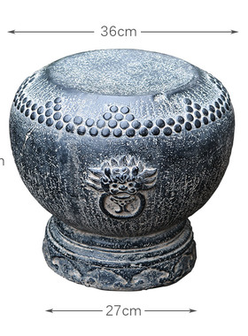 室内户外小院大门口装饰摆件中式庭院人造K石鼓门墩坐墩仿石凳底