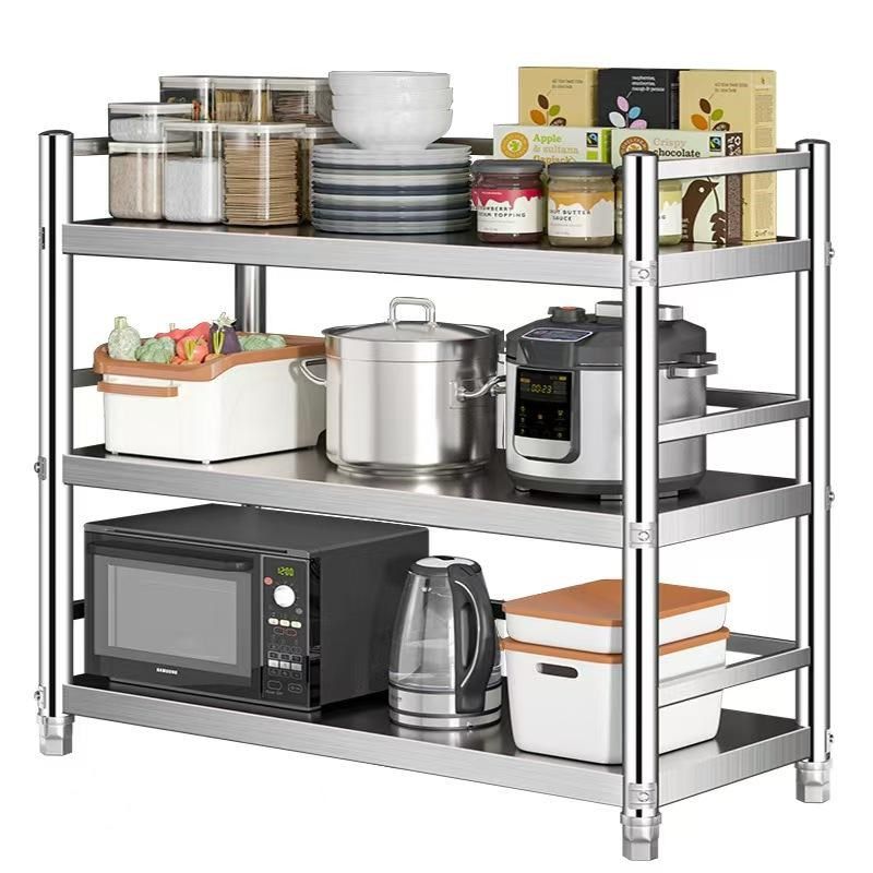 不锈钢置物架厨房架子落地放锅调料收纳架烤箱碳钢多功能储物货架,淘宝优惠券,粉丝福利购,淘宝优惠卷