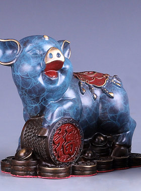 全铜金猪摆件招財猪发r财猪福猪D生肖猪聚宝盆猪家居工艺品摆件