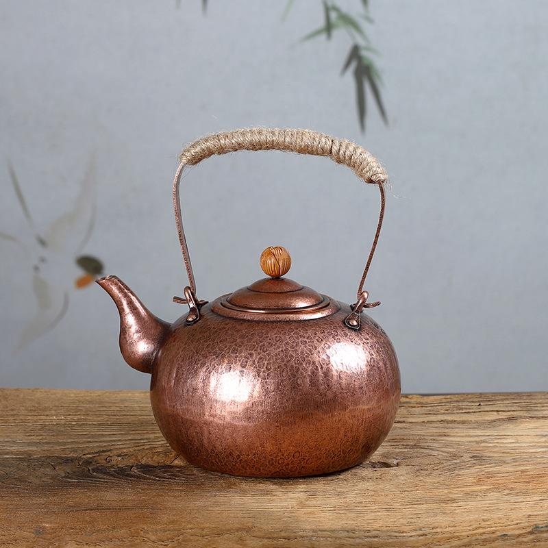 若容茶艺铜壶烧水壶煮茶壶铜水壶纯手工紫铜老铜壶提把仿古铜茶壶 - 图1