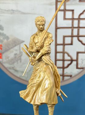 崖柏木雕海贼王索隆手办摆件
