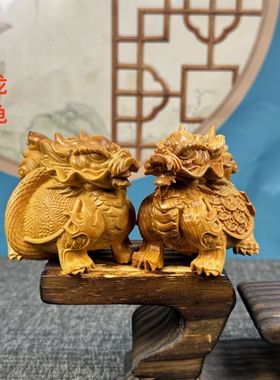 新中式崖柏金钱招财龙龟手把件