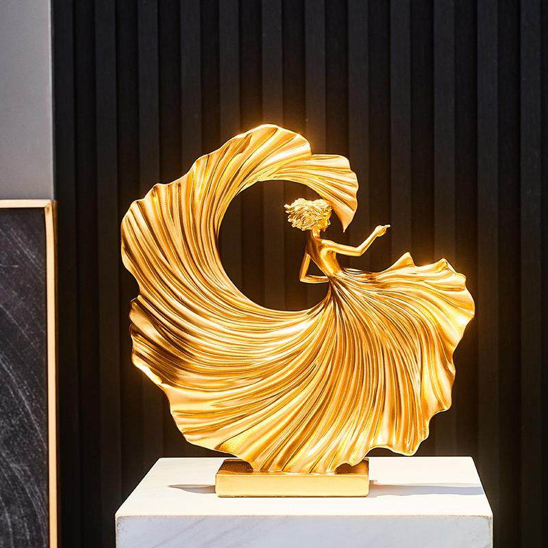 现代简约金色舞者艺术摆件树脂高档客厅办公室酒柜玄关电视柜装饰,淘宝优惠券,粉丝福利购,淘宝优惠卷