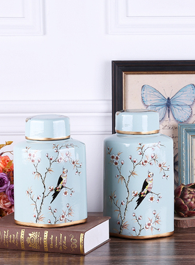 美式乡村陶瓷花瓶花艺摆件 家居样板间客厅M餐桌花瓶器装饰品摆设