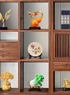 新中式老板办公室摆件轻奢高档领导高端大气书柜S桌面背景柜装饰