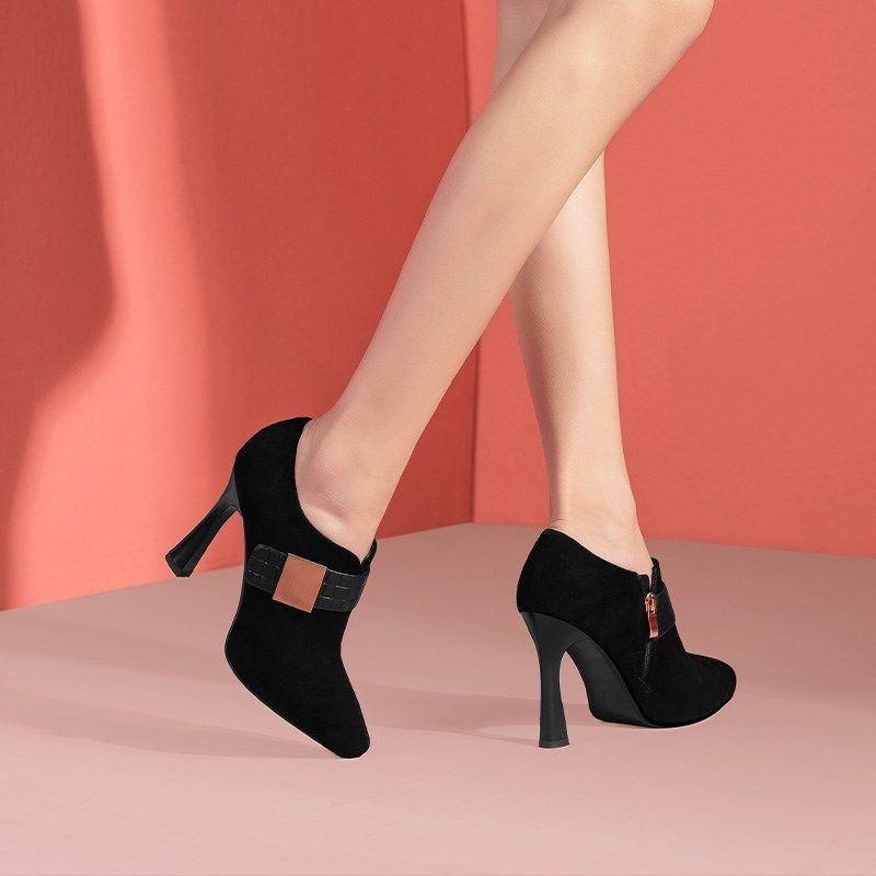 英伦风磨砂防水台高跟鞋女2025春季新款尖头细跟深口超高跟单鞋,淘宝优惠券,粉丝福利购,淘宝优惠卷