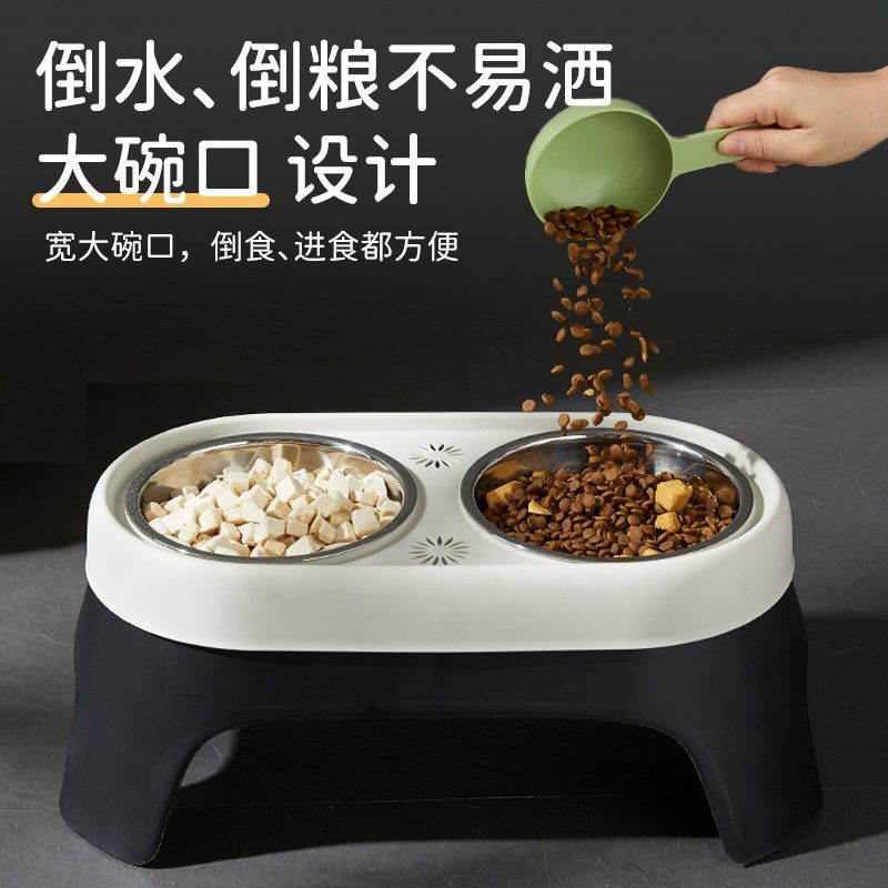 狗盆狗碗高架护颈中小型犬不锈钢双碗防打翻狗食盆宠物碗狗狗饭盆,淘宝优惠券,粉丝福利购,淘宝优惠卷