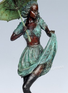 铜雕塑时髦少女EP556欧式人物工艺饰品酒店客厅书房家居桌面摆件