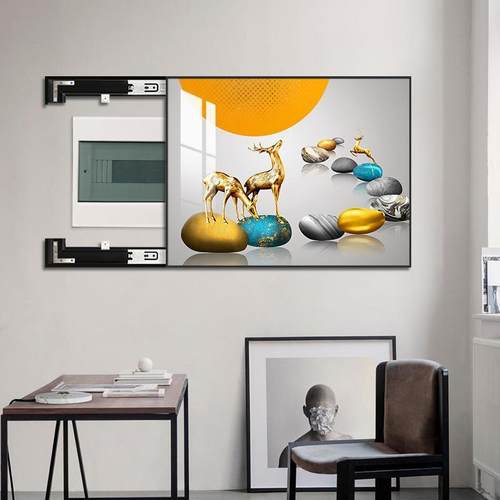 北欧轻奢电表箱装饰画现代简约靠墙配电箱挂画免打孔开关电闸箱画 - 图2