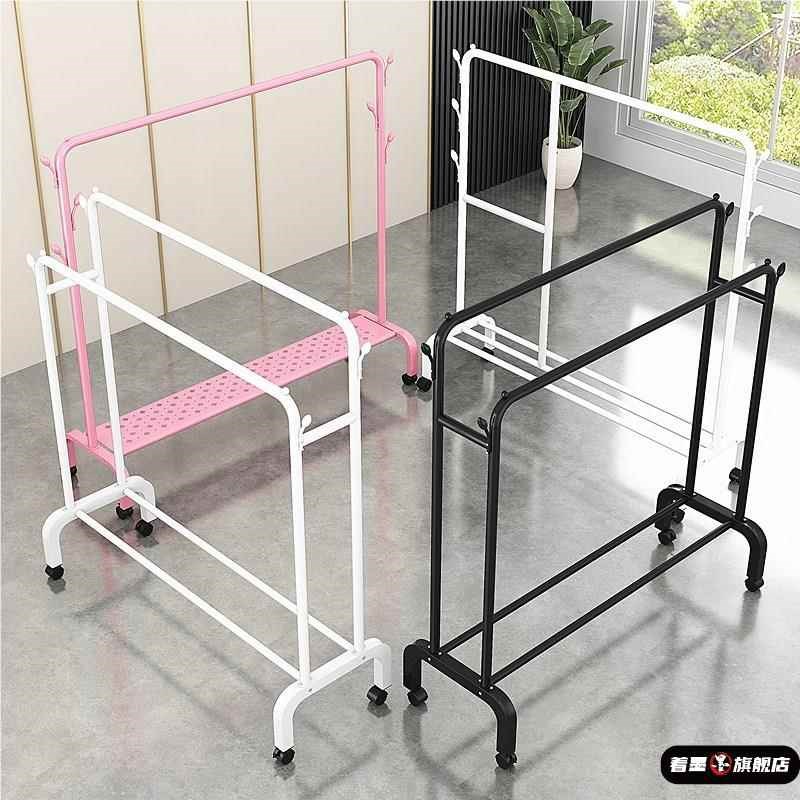 加厚家用不e锈钢晾衣架落地卧室折叠x型室外阳台单杆式架子伸缩 - 图1