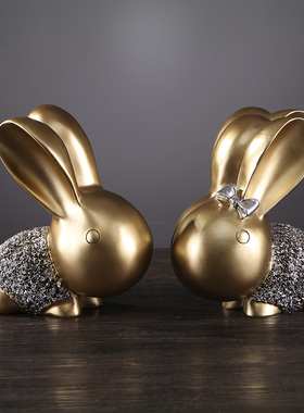客厅装饰品d招财兔摆件轻奢高档家居电视酒柜可爱简约现代高端大