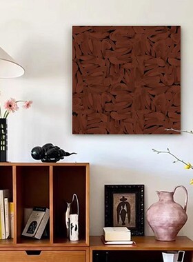 侘寂风极简小众油画布肌理壁画装饰画艺术玄关入户法式复古风挂画