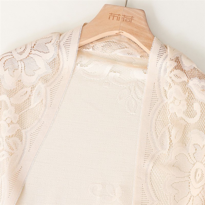 蕾丝三角巾空调房斗篷夏季防晒时尚百搭贵妇旗袍披肩流苏搭配裙子 - 图1