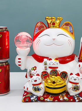 招财猫摆件店铺开业礼品大小号陶瓷家居前台收银台自动摇手发财猫